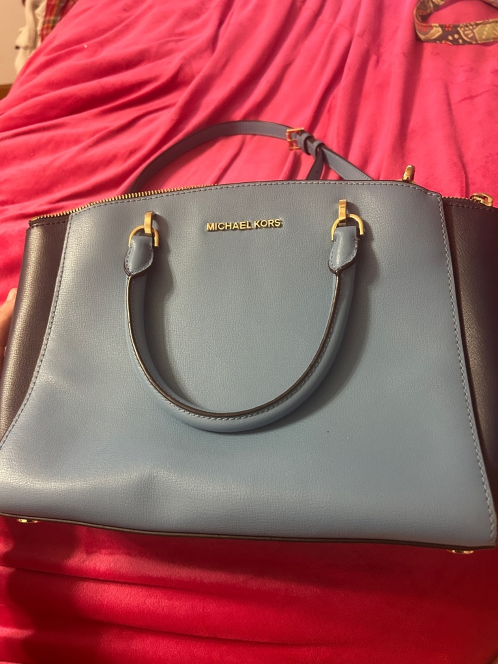 Michael Kors Blue and Black Satchel
